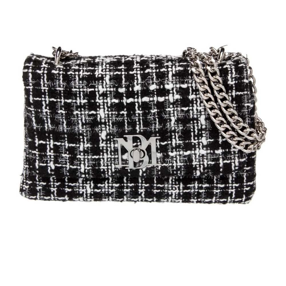 NWT BADGLEY MISCHKA Tweed Bag with Silver Hardware - Picture 2 of 5